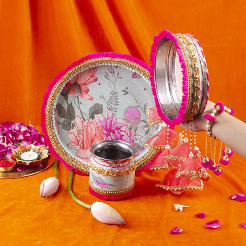 Blossoming Begonia Karwa Chauth Thali Set