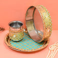 Lush Blue & Gold Karwa Chauth Thali Set