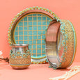 Mint Blue & Golden Lace Karwa Chauth Thali Set