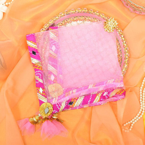 Pastel Pink Jaipuri Thali Cover