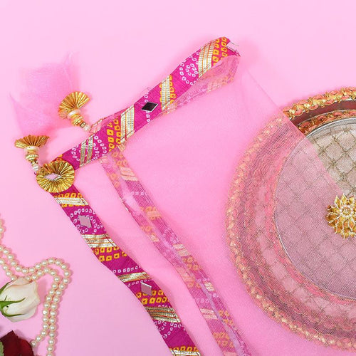 Pastel Pink Jaipuri Thali Cover