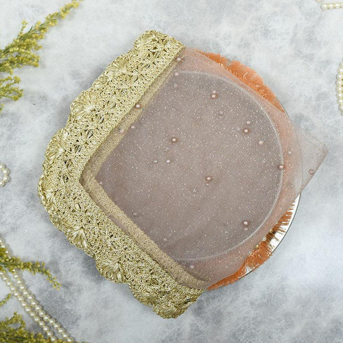 Lilac Gray Beaded Thali Cover