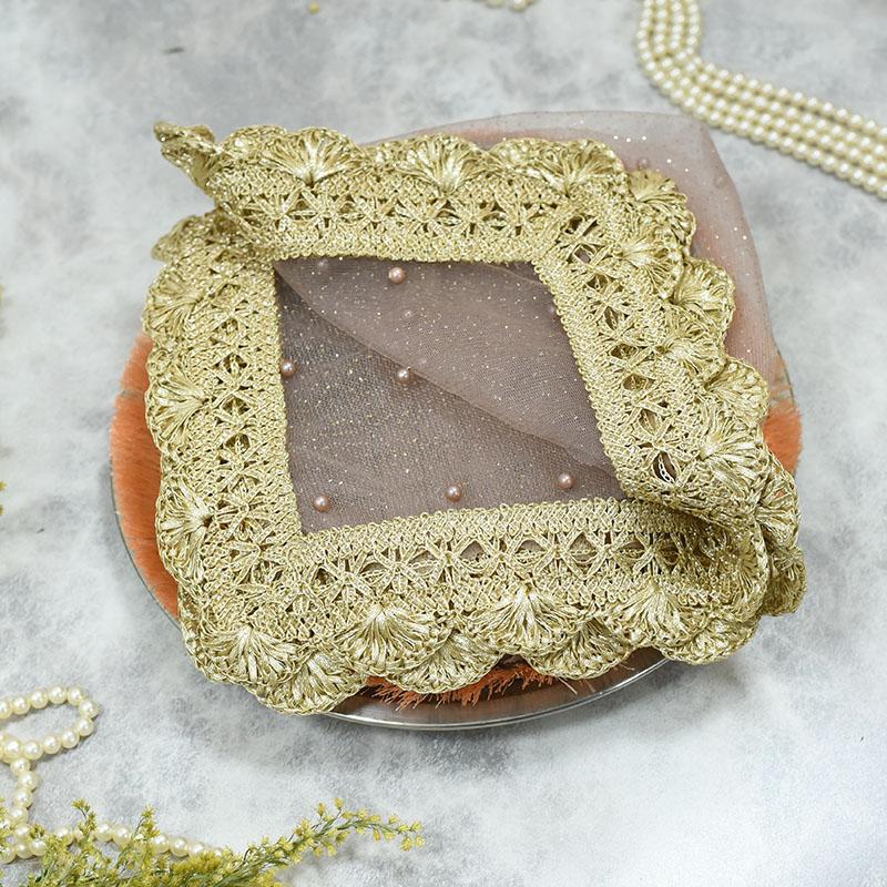 Lilac Gray Beaded Thali Cover