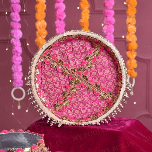 Banarasi Pink Karwa Chauth Thali Set