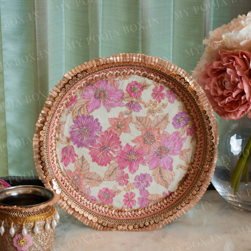 Pink Floral Luxe Karwa Chauth Thali Set