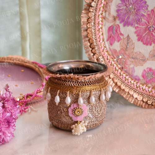 Pink Floral Luxe Karwa Chauth Thali Set