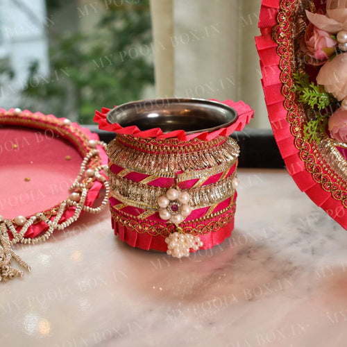 Pink Bloom Chic Karwa Chauth Thali Set