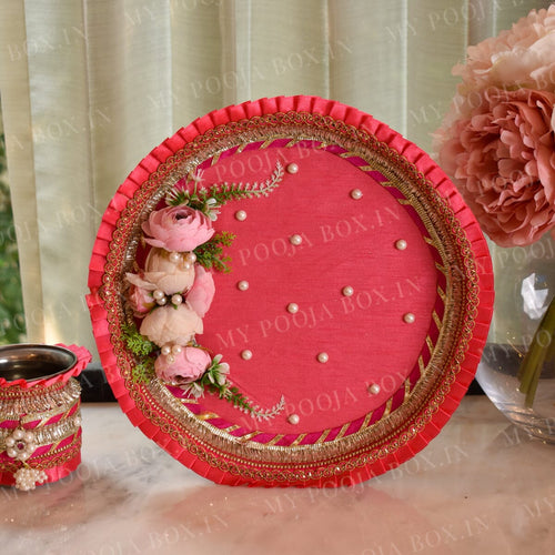 Pink Bloom Chic Karwa Chauth Thali Set