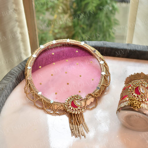 Paisely Lotus Karwa Chauth Thali Set