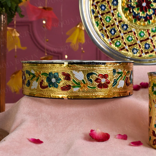 Beautiful Meenakari Karwa Chauth Thali Set