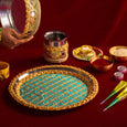 Lush Blue & Gold Karwa Chauth Thali Set