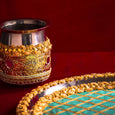 Lush Blue & Gold Karwa Chauth Thali Set