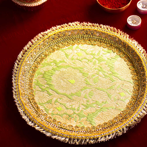 Banarasi Green Karwa Chauth Thali Set