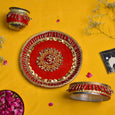 Vibrant Red Bridal Karwa Chauth Thali Set