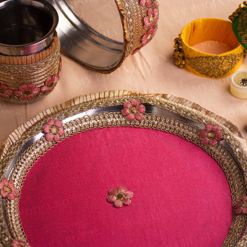 Cassia Pink Karwa Chauth Thali Set