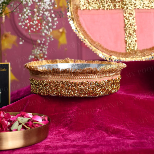 Coral Pink Karwa Chauth Thali Set