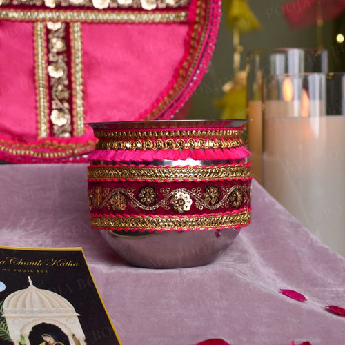 Charming Pink Karwa Chauth Thali Set