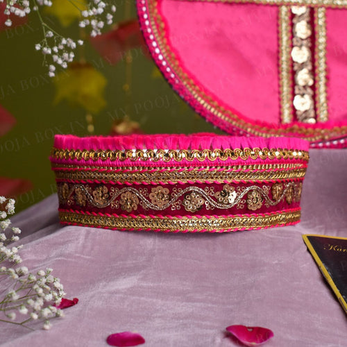 Charming Pink Karwa Chauth Thali Set