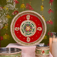 Extravagant Red Karwa Chauth Thali Set