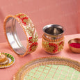 Begonia Karwa Chauth Thali Set (Mint & Peach)