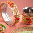 Begonia Karwa Chauth Thali Set (Mint & Peach)