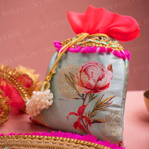 Blooming Peonies Floral Karwa Chauth Thali Set