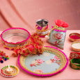 Blooming Peonies Floral Karwa Chauth Thali Set