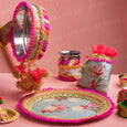 Blooming Peonies Floral Karwa Chauth Thali Set