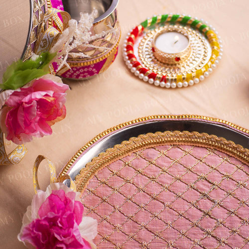 Pretty Dahlia Karwa Chauth Thali Set