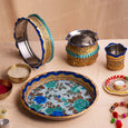 Blissful Blue Flora Karwa Chauth Thali Set