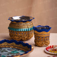 Blissful Blue Flora Karwa Chauth Thali Set