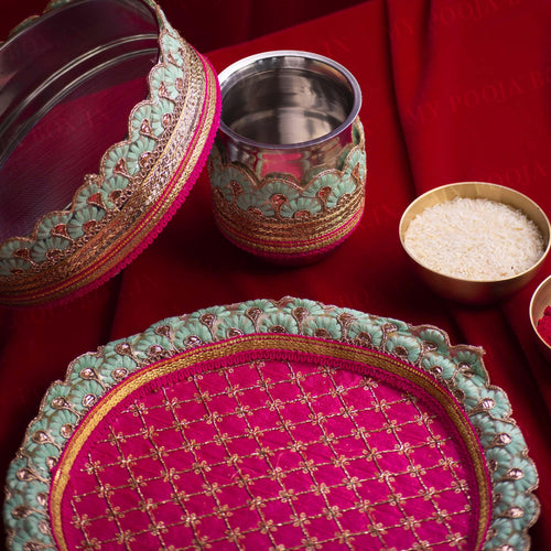 Majestic Mint & Rani Karwa Chauth Thali Set