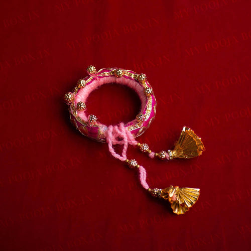 Light Pink & Rani Gota Karwa Chauth Thali Set