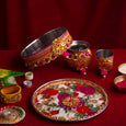 Golden Floral Karwa Chauth Thali Set