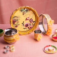 Festive Yellow Flora Karwa Chauth Set