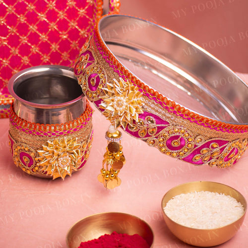 Precious Pink Karwa Chauth Thali Set