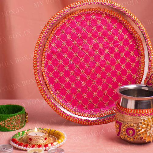 Precious Pink Karwa Chauth Thali Set