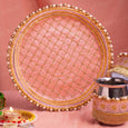 Classy Peach Beaded Karwa Chauth Thali Set