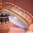 Classy Peach Beaded Karwa Chauth Thali Set