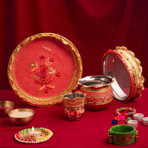 Magnificient Magnolia Flora Karwa Chauth Thali Set