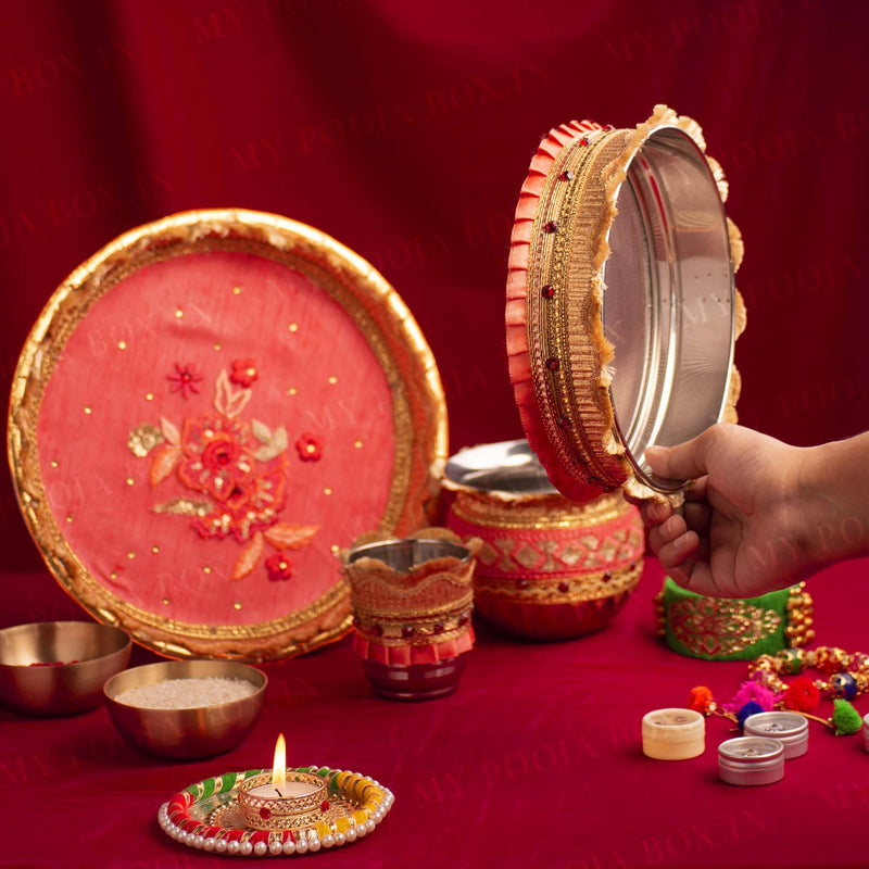 Magnificient Magnolia Flora Karwa Chauth Thali Set