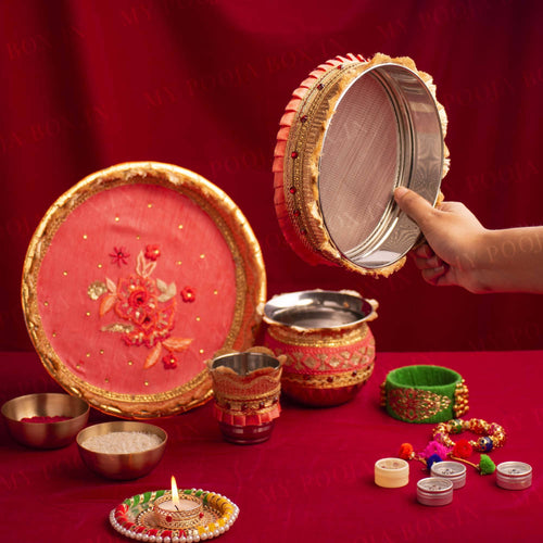 Magnificient Magnolia Flora Karwa Chauth Thali Set