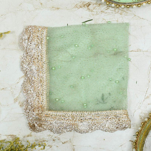 Graceful Green Beaded Thali Cover