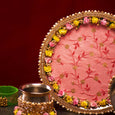 Daffodil Pink & Yellow Karwa Chauth Thali Set