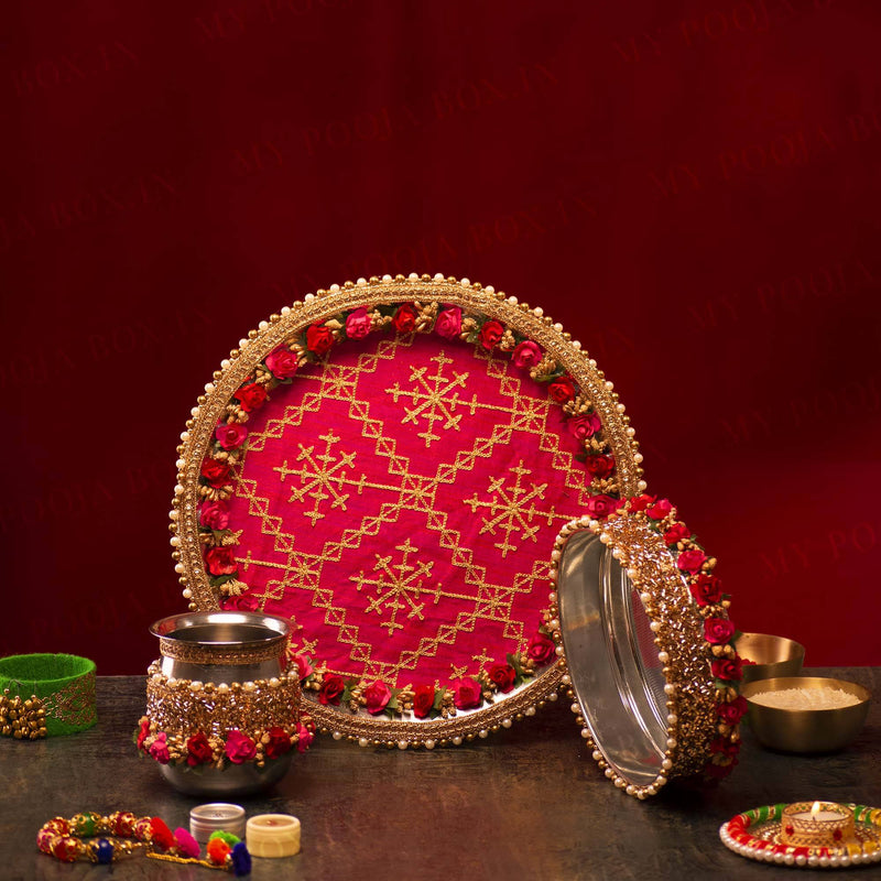 Romantic Red Roses Karwa Chauth Thali Set