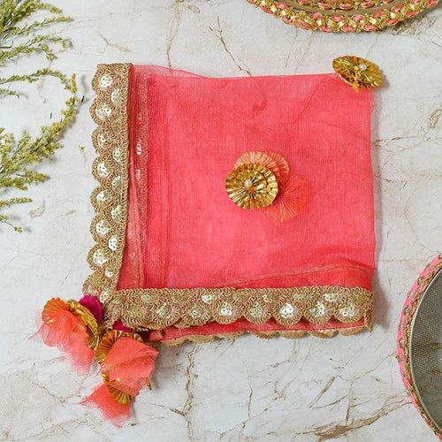 Coral Peach Thali Cover