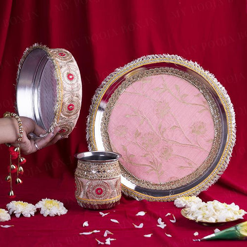 Peach and Yellow Thali Set