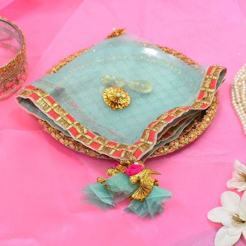 Bedazzle Blue Thali Cover Karwa Chauth