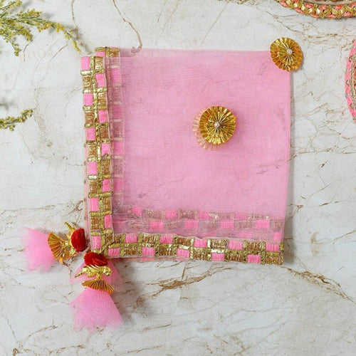 Bedazzled Baby Pink Thali Cover Karwa Chauth