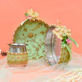 Gorgeous Green Floral Beaded Karwa Chauth Thali Set